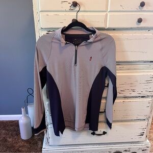 Peter Millar Women’s Navy, Green and White Striped Pullover. Size medium.